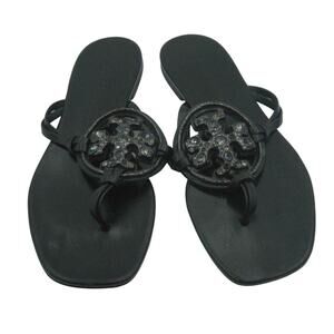 Tory Burch Metal Jeweled Miller Crystal Sandals – Black | Women’s 9.5